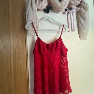 Vintage red babydoll slip dress
